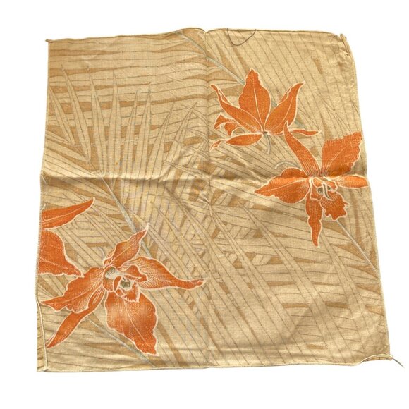 VTG Fabric Dinner Napkins Lily Orange Red Tan Green READ Square 16" - Picture 2 of 4